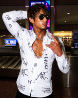 Men's Printed Long Sleeve Button-Up Shirt