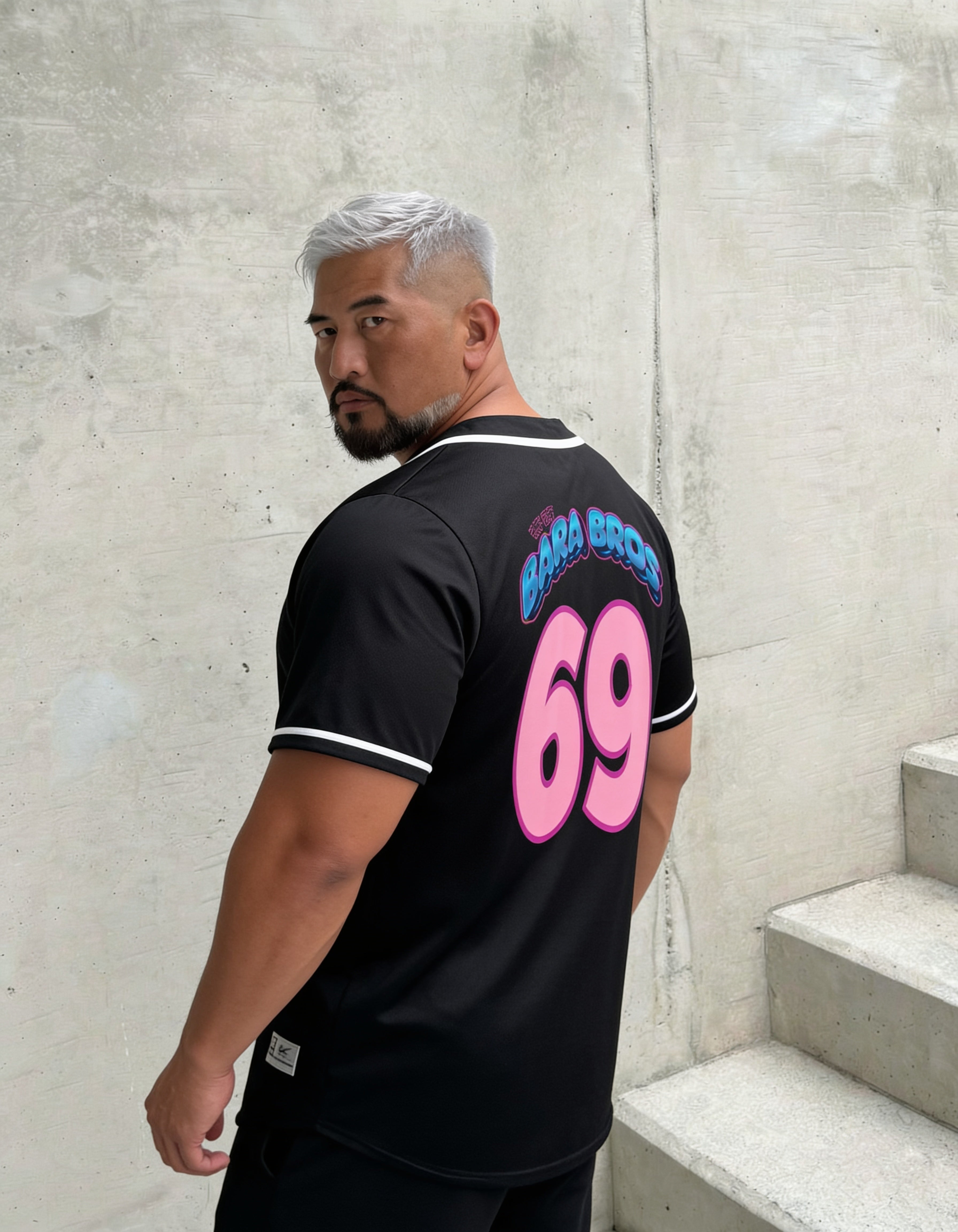 Bara Bros 69 Black Baseball Jersey for Men Secondary image