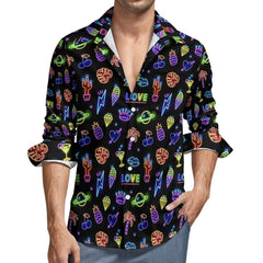 Neon Sign Pattern Mens Long Sleeve Shirt - Bara Bros