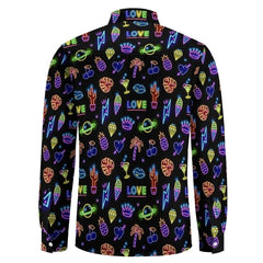Neon Sign Pattern Mens Long Sleeve Shirt - Bara Bros