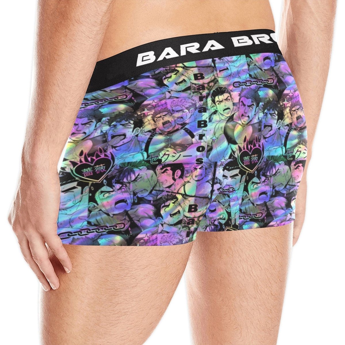Psychedelic Rainbow Anime Bara Art Men's Boxer Briefs Secondary image