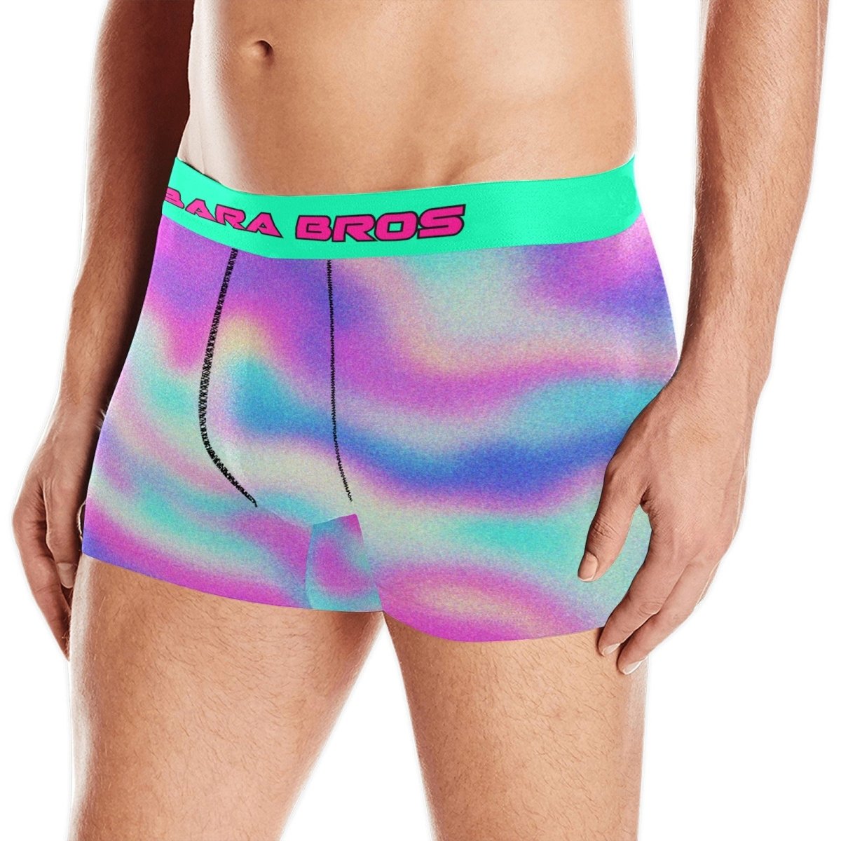 Trippy Colorful Waves Print Men's Boxer Briefs Secondary image