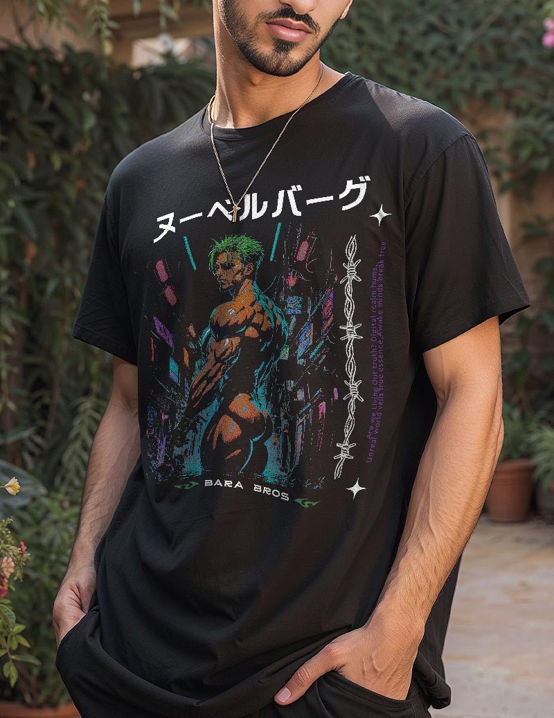 Y2k Zoro Retro Anime Men's T-Shirt - Bara Bros Main image