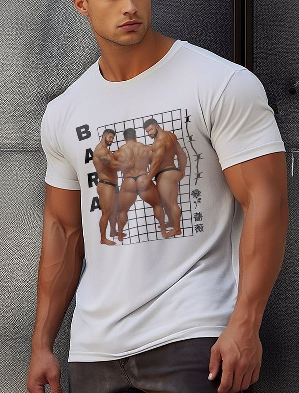 Bara Art Anime Grid Graphic Men's T-Shirt – Men's T-Shirt | Bara Bros