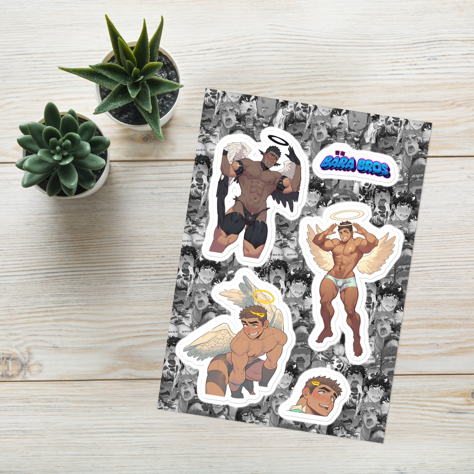 Bara Bro Angel Gay Sticker sheet - Bara art - Barabros Main image