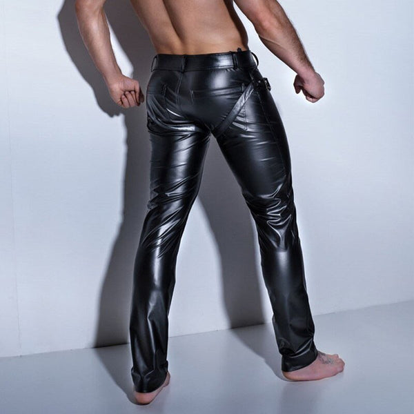 Gay Men's Leather Open Crotch PU Leather Latex Pants - Bara Bros