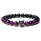 Wolf Charm Bracelets Men Natural Black Lava Stone - Bara Bros