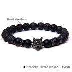 Wolf Charm Bracelets Men Natural Black Lava Stone - Bara Bros