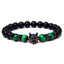 Wolf Charm Bracelets Men Natural Black Lava Stone - Bara Bros